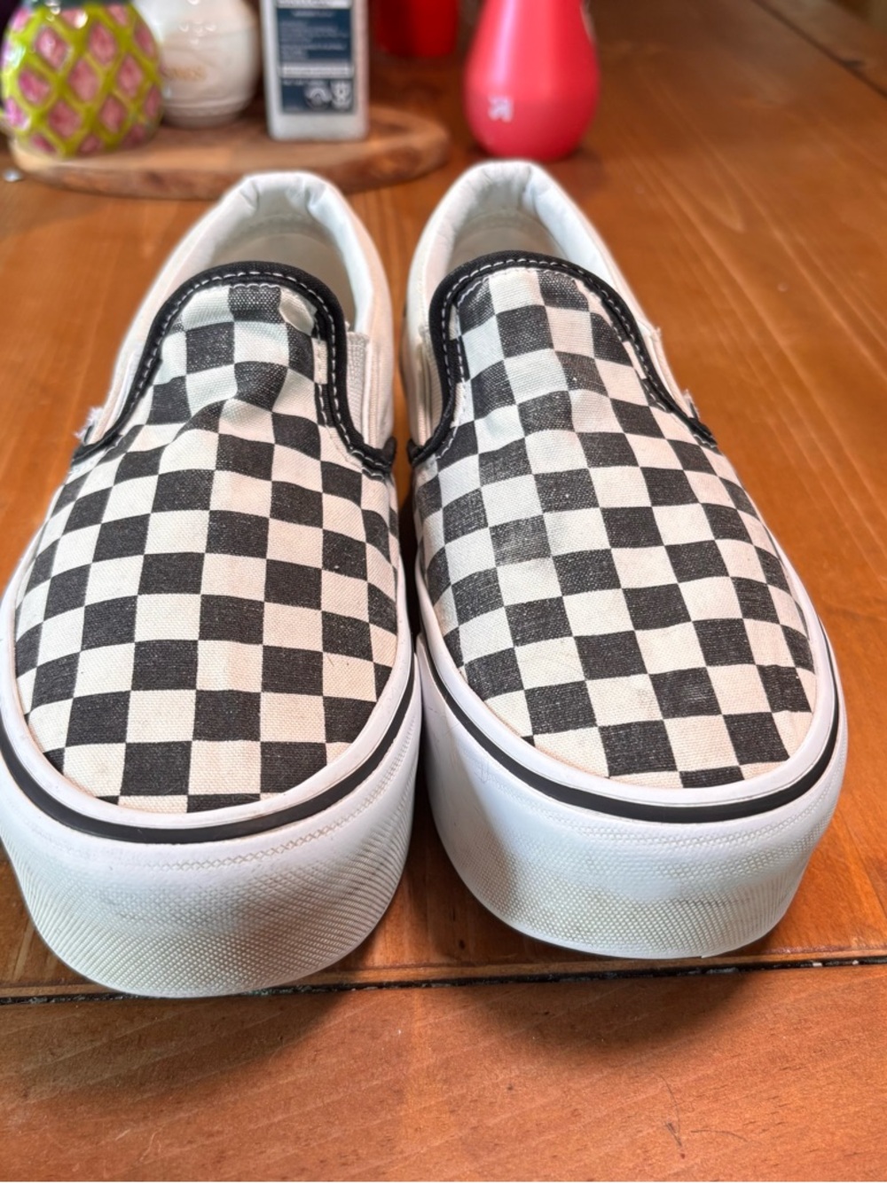 Vans womens classic slip on stackform checkerboard sneakers black/white 8 - Picture 5 of 8